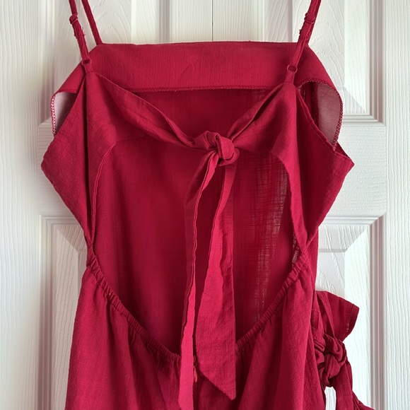 SHEIN 100% Cotton Red Wrap Backless Dress XL - Picture 10 of 14